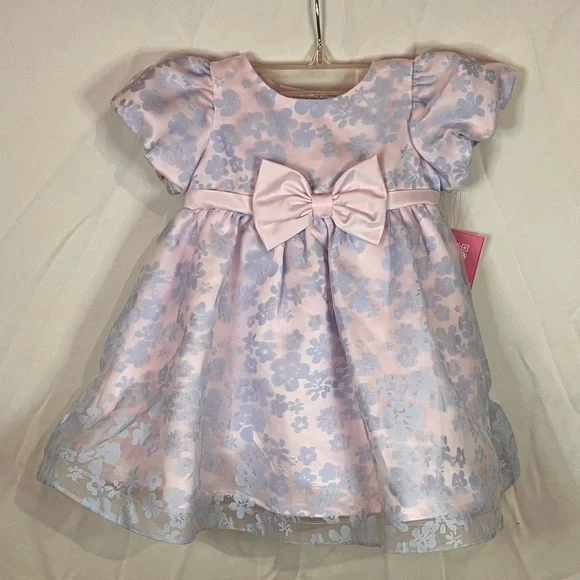 NWT! Rare Editions Baby Girl Floral Organza Dress w Diaper Cover, 18MO - Picture 4 of 9
